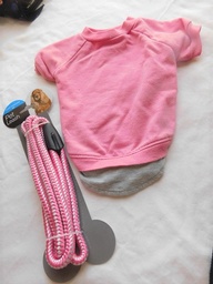 Soft pink doggies shirt with braided pink leash